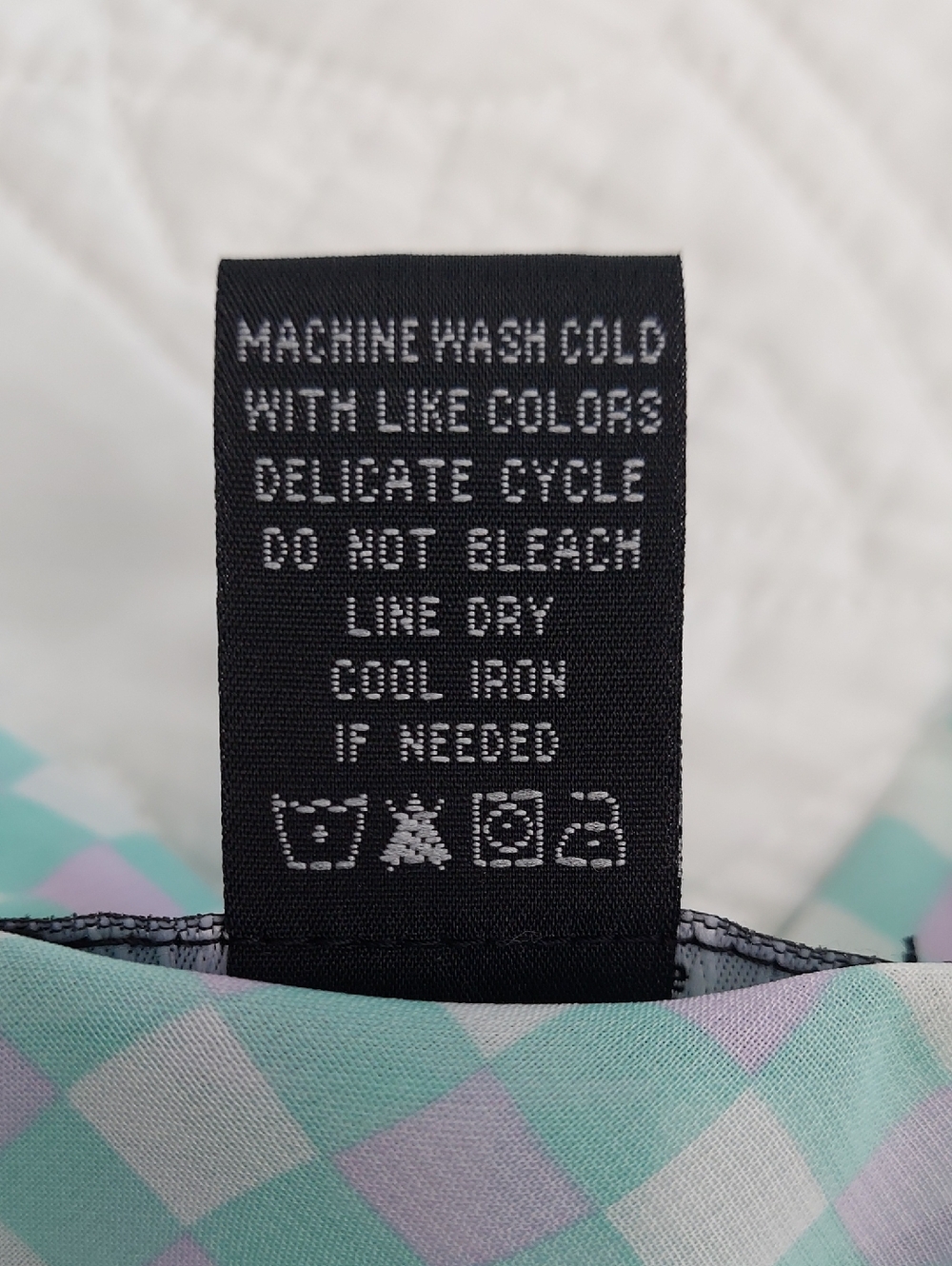 About A Girl Los Angeles Aqua & Lavender Check Blouse Size Medium Pearl Buttons - Picture 6 of 8